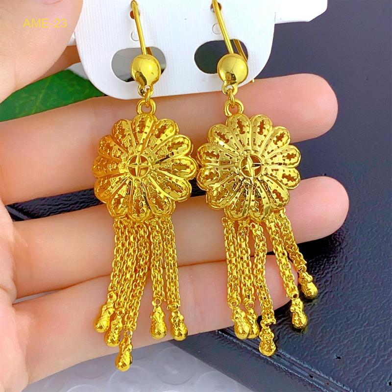 Bông Tai Dài Rỗng Tua Rua Mạ Vàng 24K, Renevo Dubai, Bông Tai Vàng Cát Phóng Đại Ấn Độ Tân Cương, Đồ Trang Sức Giữ Màu, Lô Tại Chỗ 4