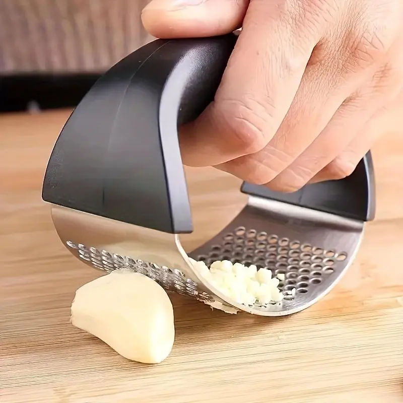 Stainless Steel Manual Garlic Press, 1 Count Handheld Garlic Crusher, Garlic Pressing Tool, Kitchen Gadgets for Home Use, Household Kitchen Products