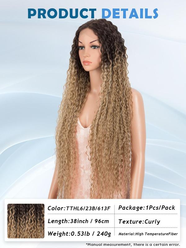 28 Inch Long Coily Wigs for Women, Gorgeous Fluffy Wigs without Bangs, Synthetic Lace Front Wigs for Party, Daily Use 4