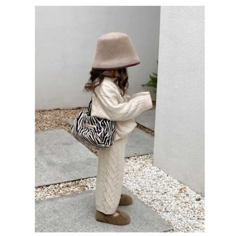 Girls Vintage Twisted Wool Knitted Suit Baby Girl Sweater Pants Casual Two Piece