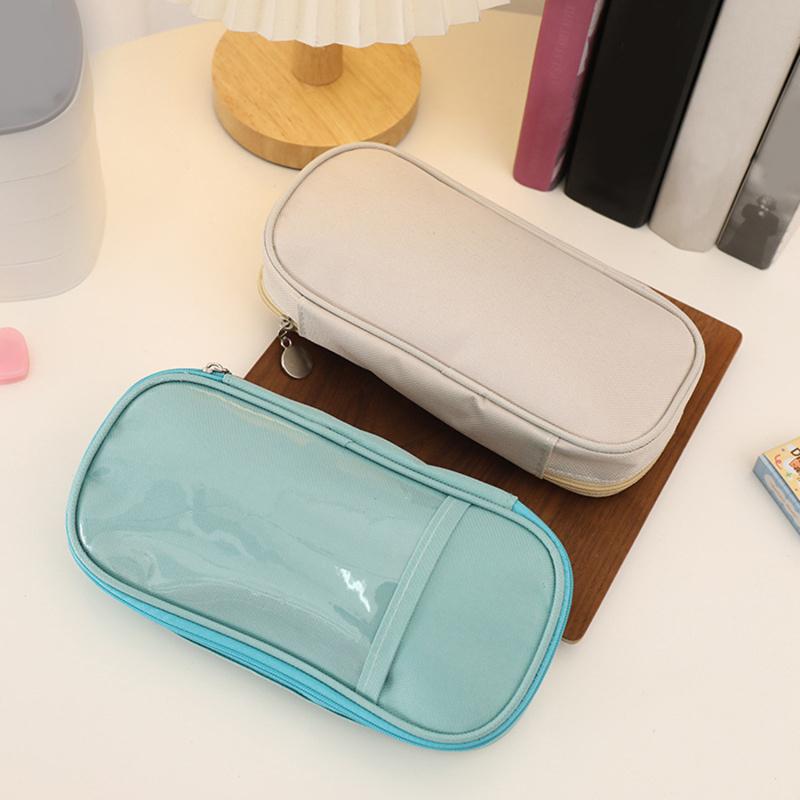 Product Introduction of Japanese Cream Colored Pencil Bag Large Capacity Handbag Simple Women/Boys Pencil Box Canvas Pencil Stationery Bag 13