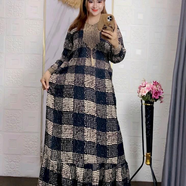 GAMIS RENDA SULTAN ori BLINK MOTIF MONOCHROME Rempel Bunga Cantik Rayon Panjang Muslim Wanita 2
