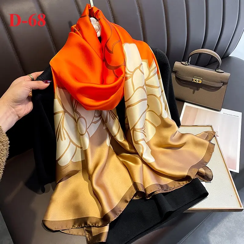Khăn choàng lụa khăn lụa dáng dài 180x90cm họa tiết thanh lịch nhẹ nhàng Quàng Cổ Hoa Women