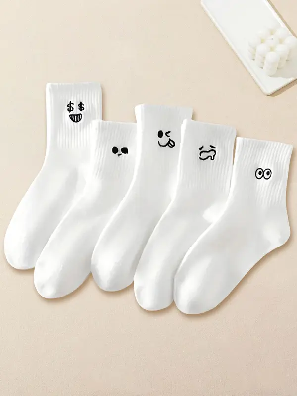 Women's Cartoon Pattern Mid-calf Socks, Cute Comfy Breathable Socks for Daily Wear, Women's Socks for Summer 1