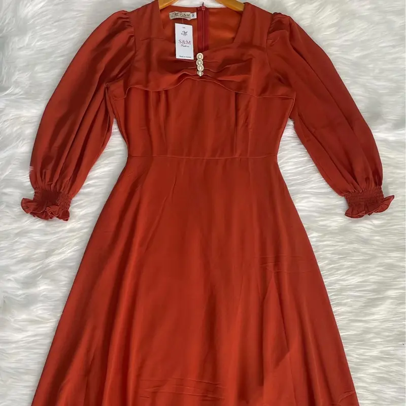 Đầm maxi form dài đính nút ngực, tay lỡ bo thun - GR0298 (Hình thật shop chụp) Nữ Dress 1