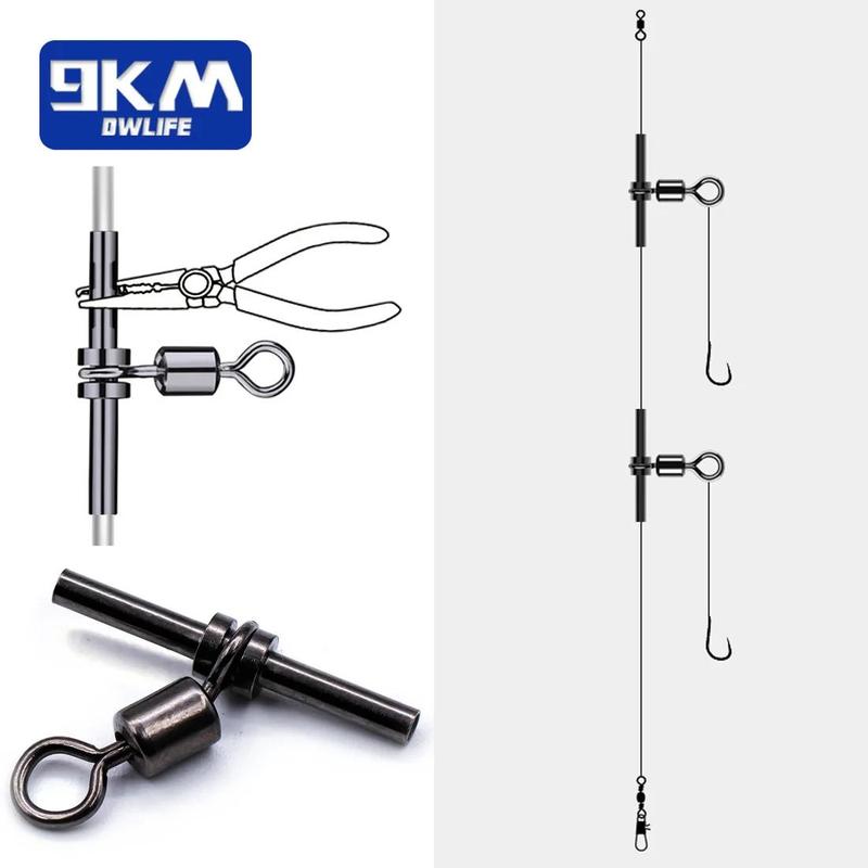 Product Introduction of 3 Way Swivels Fishing Tackle, 25pcs/set Cross Line Crimp Rolling Swivel Connector, T-shape Crimp Sleeve Swivels Fishing Tool 5