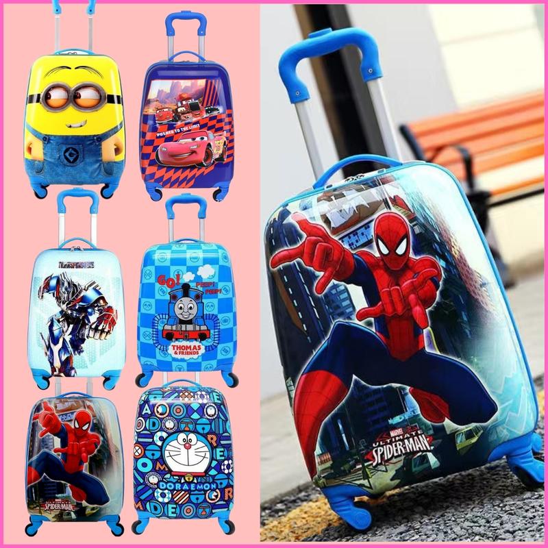 Vali kéo trẻ em 18 inch cho bé trai du lịch hình spiderman, robot, ô tô macqueen, tàu thomat, doremon, nhện Balo BBG0708