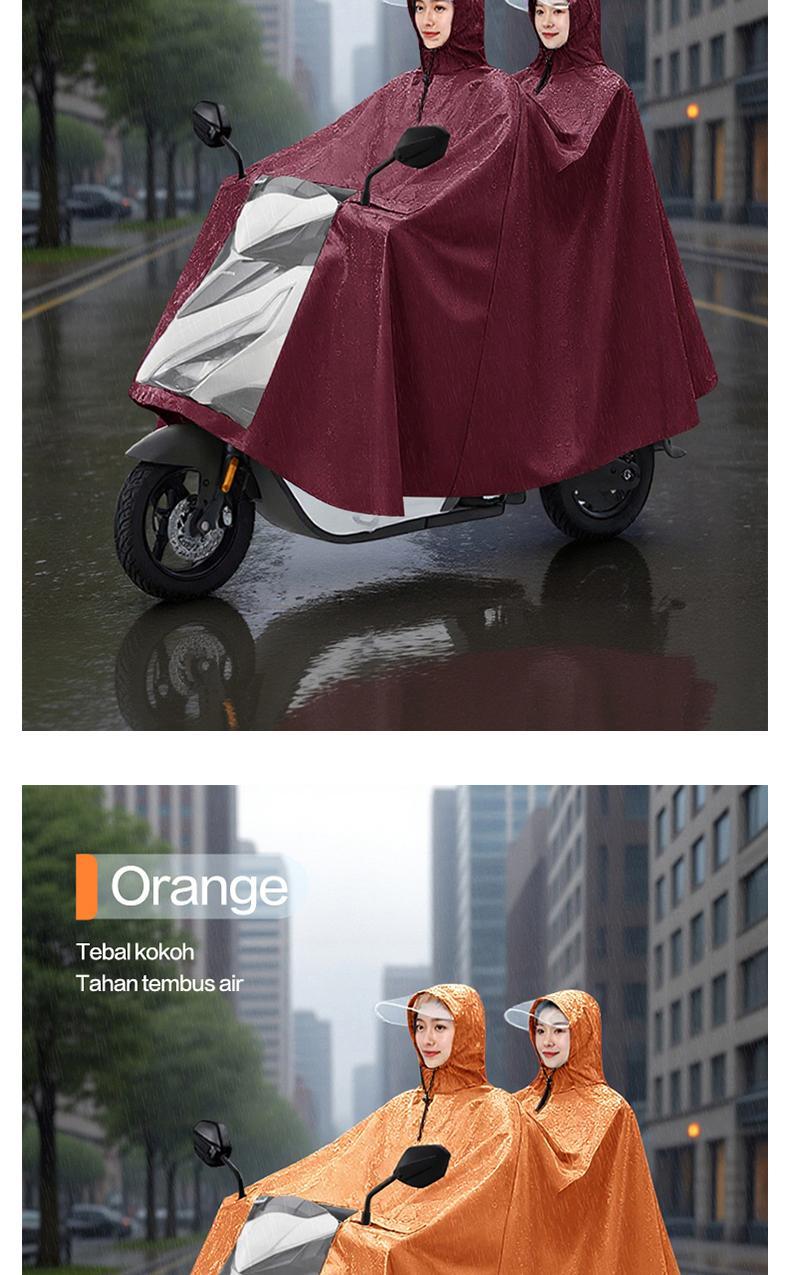 Jas hujan terbaru untuk dua orang, jas hujan motor yang modis dan tahan lama, tebal dan anti air, cocok untuk berkendara motor, bisa digunakan pria dan wanita