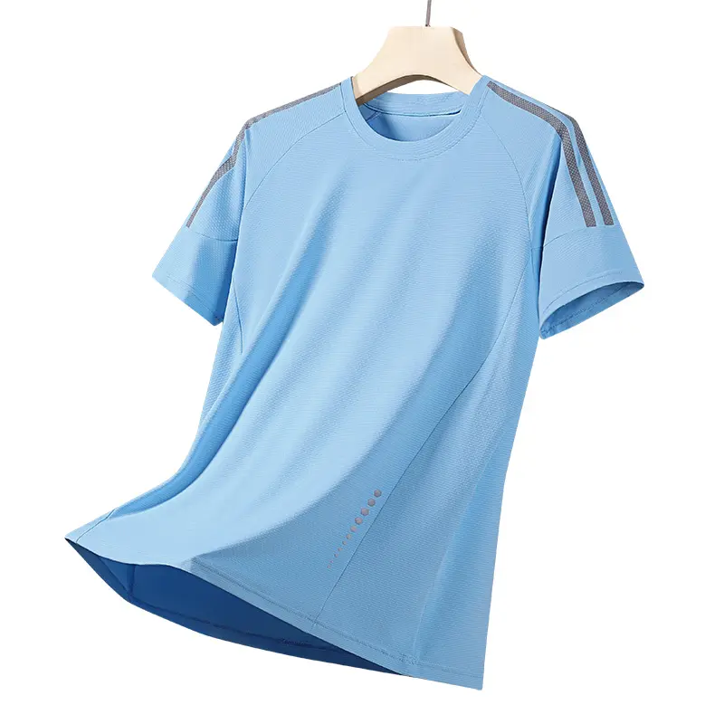 HOVEKIS Ice Silk Quick-Drying Couple Short Sleeve Breathable Stretch Crew Neck T-Shirt