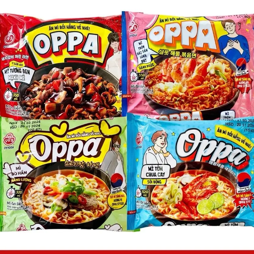 HOT- Oppa mì trộn hải sản hành phi ăn liền, OPPA tương đen sườn heo, OPPA tôm chua cay, OPPA bò hầm Ottogi 65g Miến