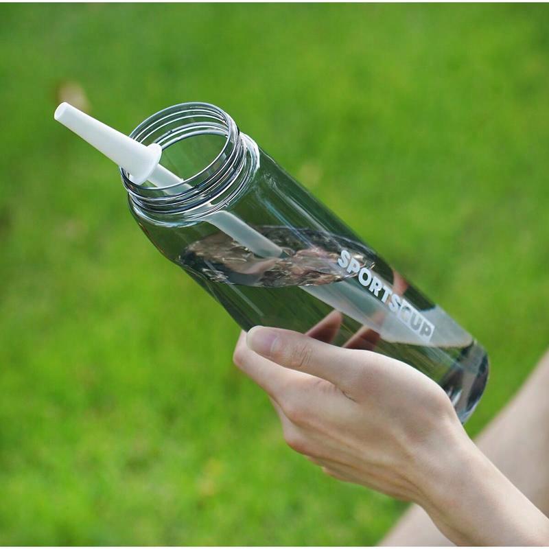 ShuangQi 1pc 25OZ (750ml) Solid Color Transparent Sports Water With Handle Suitable For Outdoor Sports Running Fitness Cycling Drinkware Cup Reusable Bottle Water Bottles Portable Tumbler Washable Bottle for Hiking Camping Office Home 2