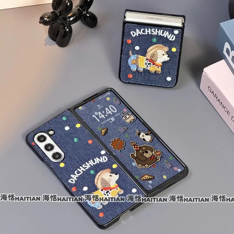 Ốp Điện Thoại Vòng Tay Chó Cao Bồi, Thiết Kế Sáng Tạo, Thích Hợp Cho Samsung Galaxy Zflip6, zflip5, zflip4, zflip3, Ốp Bảo Vệ Màn Hình Gập Phụ Kiện Cao Su 7
