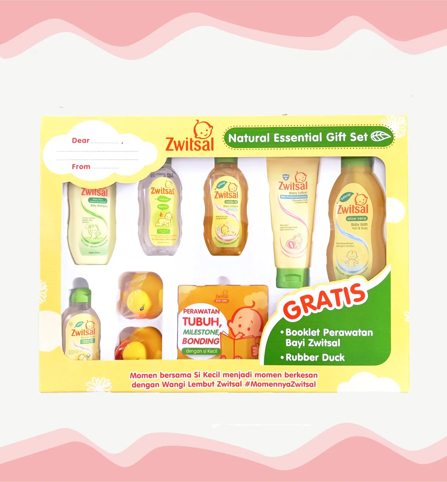 Zwitsal Natural Essential Gift Set Isi 6 Produk Gratis Booklet Perawatan Kulit Bayi & Rubber Duck