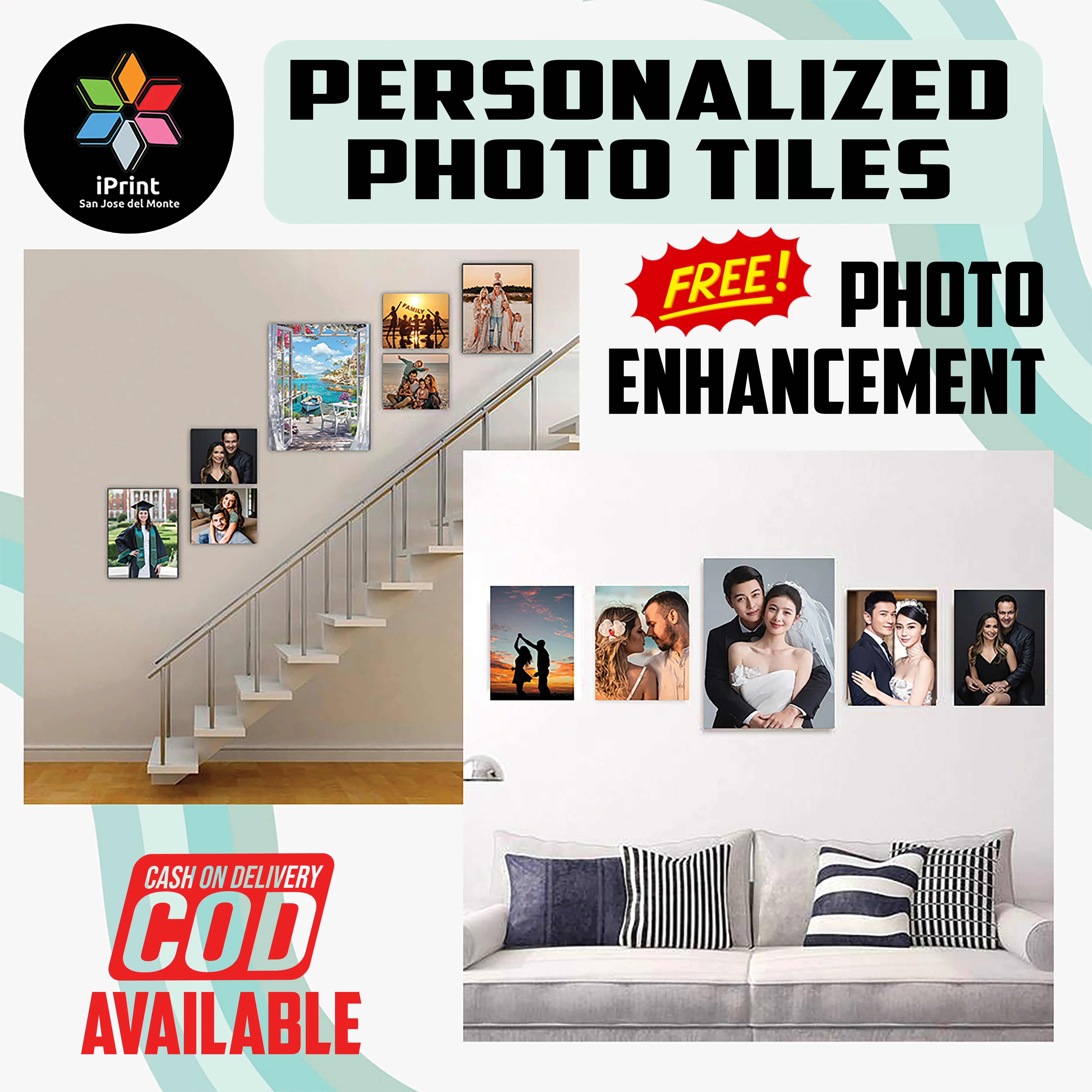 Personalized Photo Tiles Decoration Heavy Duty Flat-Type Lightweight Perfect Gift Poster Free Adhesive Tape Artistic Wall Room Ornaments Print Hanging