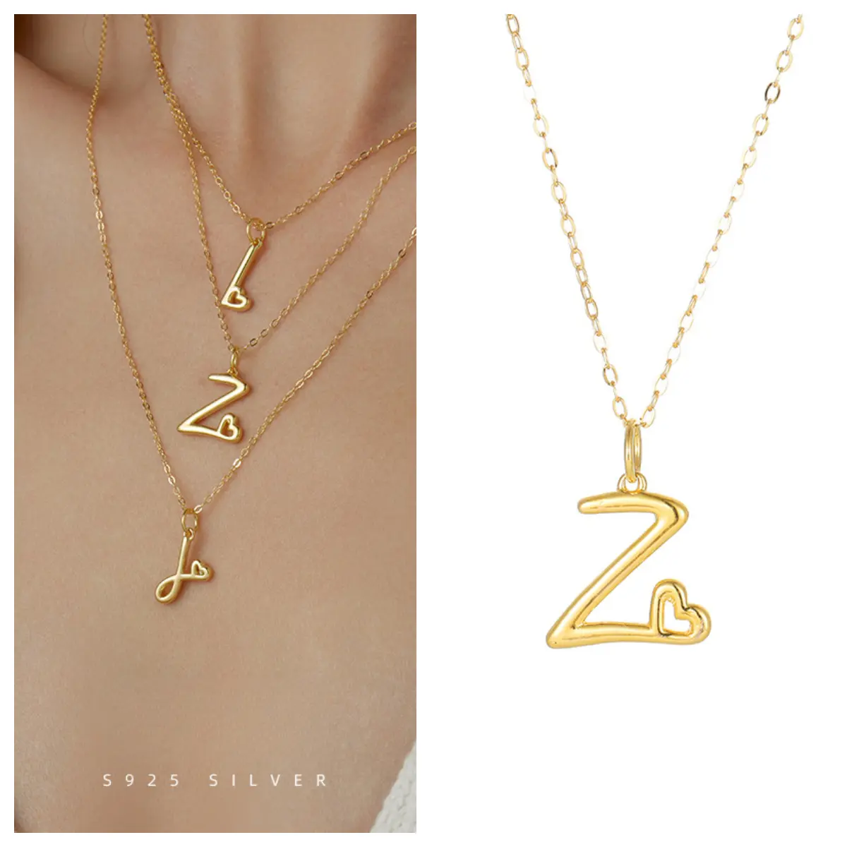 S925 Silver English Letters Pendant Necklace, Female Simple Personality Ins Style madewell  tennis  necklace chain  necklace