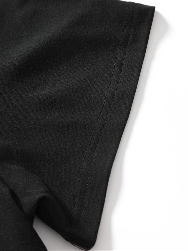 Men's Star Print Drop Shoulder Tee, Regular Fit Casual Half Sleeve Round Neck T-Shirt for Summer, Fashion Men's Top for Daily Wear 2
