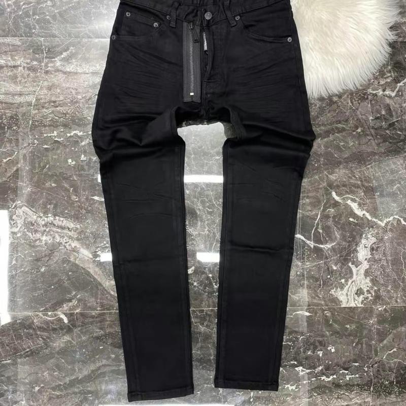 quần jean đen trơn khóa lệch ống côn cao cấp