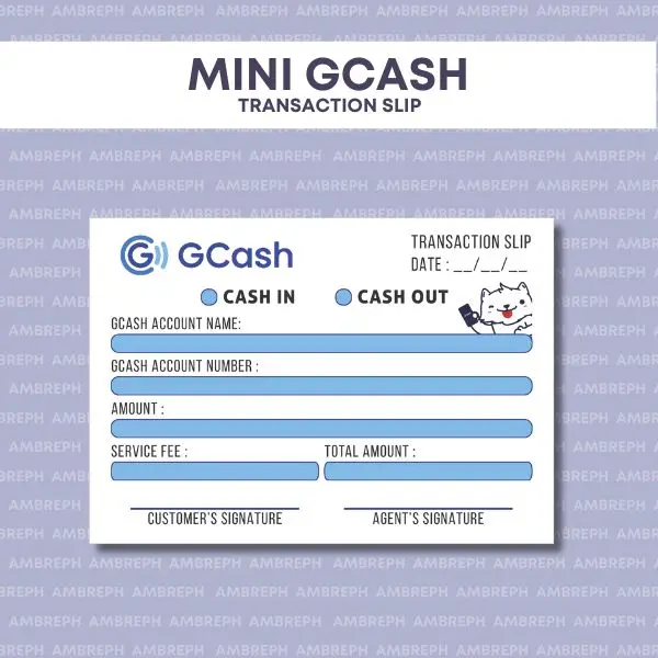 AMBREPH: MINI GCASH TRANSACTION SLIP l CASHIN CASHOUT A6 70GSM HANDY GLOBE GCASH MAYA ETRANSACTION LOAD BILLS BUSINESS SIDELINE
