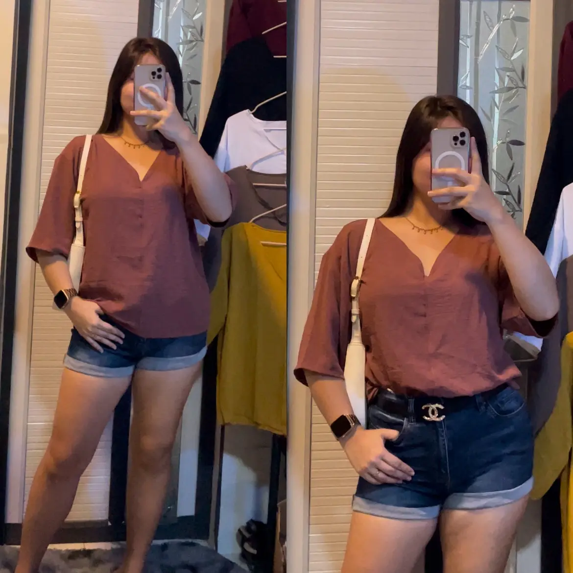 3535-Soft Linen Rich Tita Top/Blouse Vneck Small-Xl