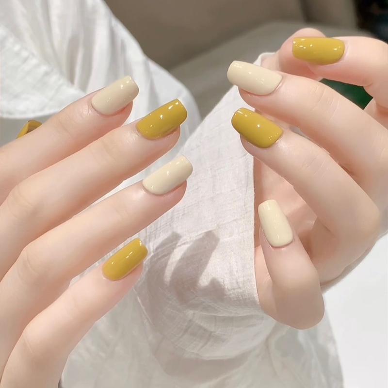 Combo 2 chai sơn gel màu trắng sữa đậu +vàng bơ 67 cần hơ đèn làm khô - Unnie Nails