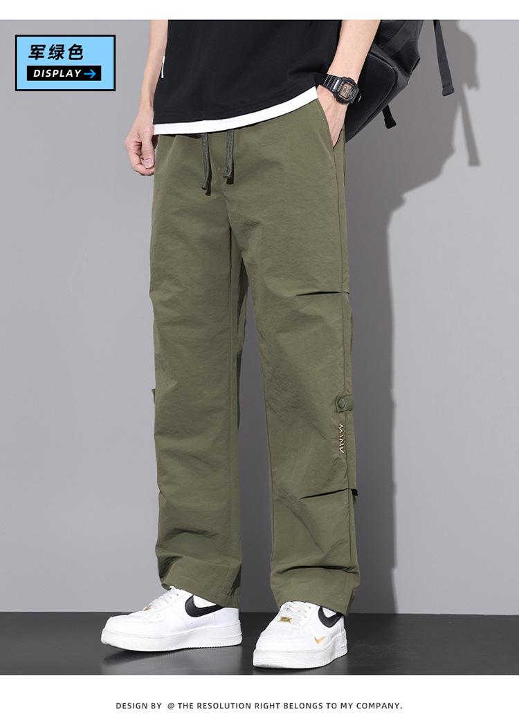 Product Introduction of Spring and Summer New Trend Overalls Men's Comfortable and Loose Umbrella Soldiers Quick-Drying Straight Mop Casual Pants for Boys 16