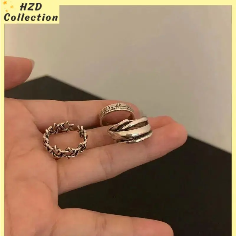 Cincin Angka Romawi Set Isi 3 Bohemian Fashion Ring Pria Wanita Estetik Korea Aksesoris HZD CC03