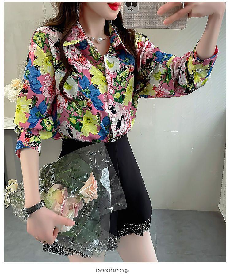 Product Introduction of Áo Sơ Mi Hoa Dài Tay Cho Nữ, Phong Cách Mùa Xuân, Sang Trọng Cao Cấp, Trẻ Trung Và Sành Điệu, Áo Voan Cổ bẻ Thanh Lịch 10