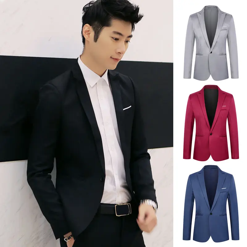 Áo Khoác Vest Nam, Dáng Ôm, Màu Trơn Áo Blazer Công Sở, Nút Đơn, Có Túi, Thích Hợp Cho Đám Cưới, Công Sở, Tiệc Tối, Juanrry 0