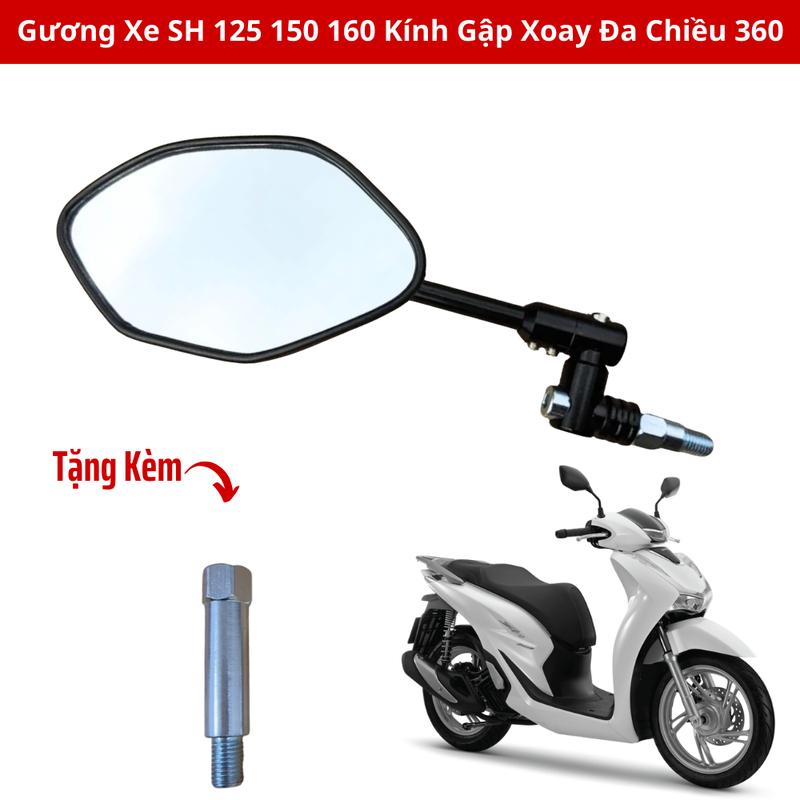 gương spark Kính AB 5 cạnh lắp SH 125 150 160 Kính Gập Xoay Đa Chiều 360 Độ Đủ Tiêu Chuẩn Đi Đường Theo Nghị Định 168