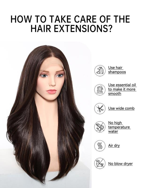 24 Inch Long Wigs for Women, Gorgeous Fluffy Wigs without Bangs, Synthetic Lace Front Wigs for Party, Daily Use 3