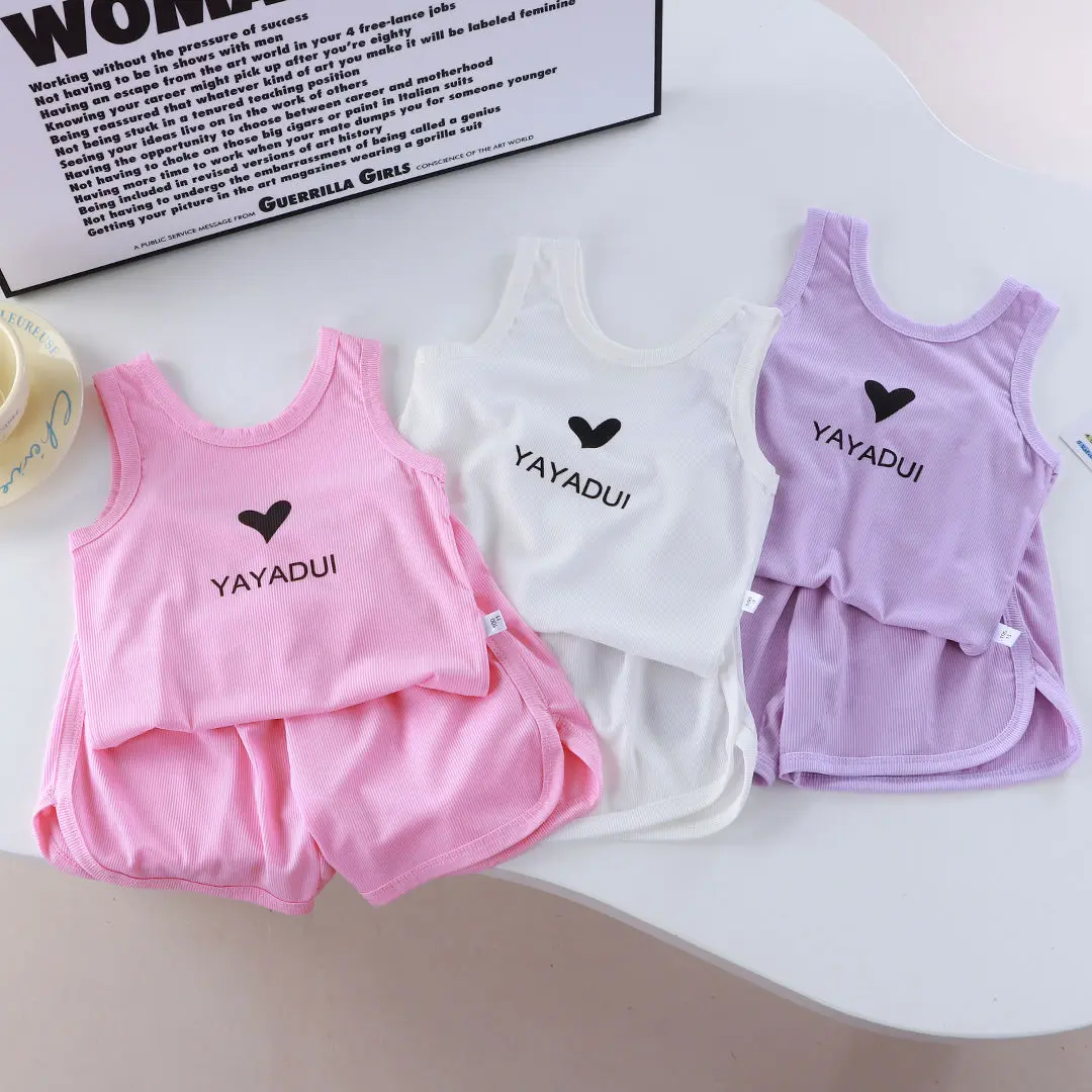 Bộ Áo Vest Cho Bé Gái, Hai Mảnh, Không Tay, Thiết Kế Sành Điệu, Thích Hợp Cho Mùa Hè, Vải Mỏng, Trang Phục Cho Trẻ Em