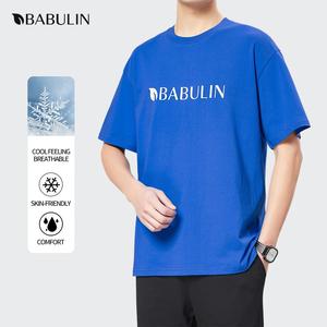 BABULIN Fashion Print Tshirt For Men Cotton Oversized Round Neck Unisex Shirt Casual Tees 230g