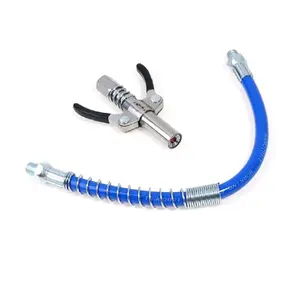 Kepala Grease Kunci Ganda + Selang 10000PSI 1/8" kepala pompa gemuk MODEL JEPIT + KONEKTOR SELANG kepala pompa