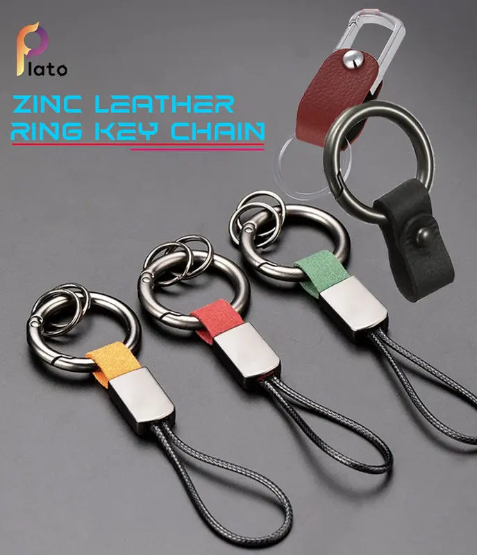 Gantungan Kunci Ring Kulit Bulat Keyring Leather Keychain 0