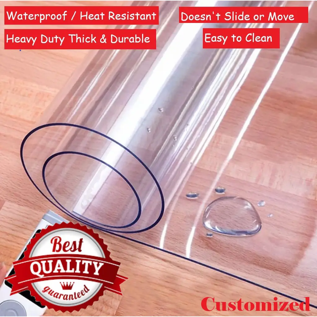 【Hot Sale】COD  PVC 1.5MM pure transparent table mat, soft glass tablecloth, waterproof, oil and hot, washless tea mat, crystal board table mat