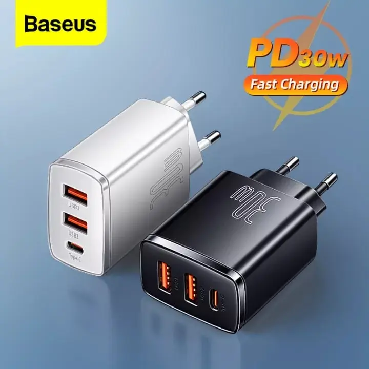 Cốc sạc nhanh siêu nhỏ gọn Baseus Compact Quick Charger 30W (USB dual port +Type C, 30w PD/QC3.0 Multi Quick Charge Support) sacnhanh android cusac 20w 0