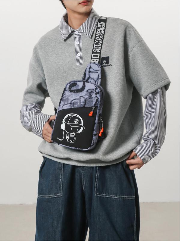 Fashionable Casual Letter Pattern Sling Bag, New Style Personality Trendy Chest Bag for Men, Casual Versatile High-quality Daily Commuting Bag 4