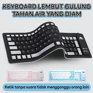 Keyboard USB Flexibel Gulung Keyboard Flexible Anti Air Bahan Karet
