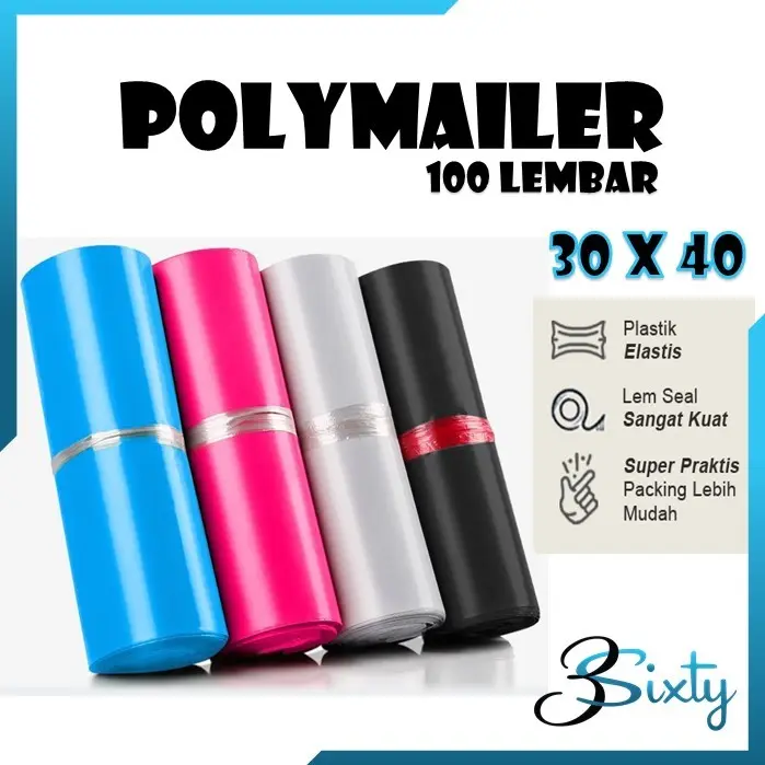 PLASTIK POLYMAILER 30x40 Kantong Tebal Premium Online Shop Packaging TERMURAH PACKING POLIMAILER Black Perekat Plastic