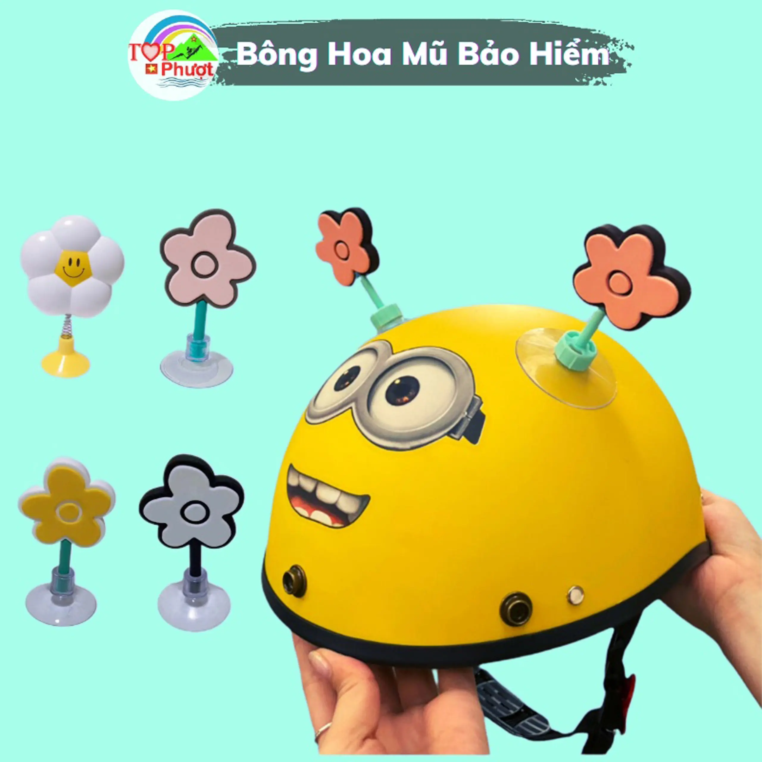 Bông hoa gắn mũ bảo hiểm cute, độc, lạ Helmet