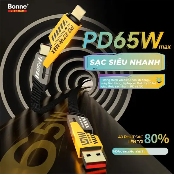COMBO 3 Cáp sạc nhanh Bonne TECHNOLOGIQUE BC24, cáp sạc nhanh điện thoại 4 in 1 by Bonne Technologique, sạc chống gẫy chính hãng bảo hành 12 tháng.[phụ kiện, [phụ kiện, sạc điện thoại], sạc điện thoại] 4