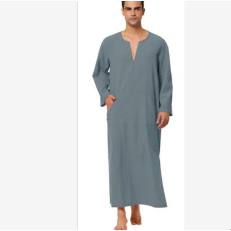 2024 Discount Fashion Hot Style Arabic Style Simple Long Men's Muslim Robe Men's 1