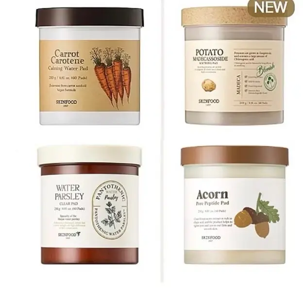 ￼Pad Cà Rốt Dưỡng Cấp Ẩm Làm Dịu Mát Làn Da Skinfood Carrot Carotene Calming Water Pad 250g toner  pad toner  pad túi  refill carrot  toner toner  pad