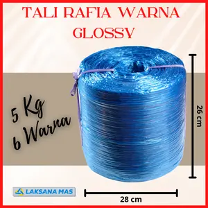 Tali Rafia Plastik Laksanamas Super Warna Glossy Merah/Biru/Kuning/Hijau/Ungu/Oren