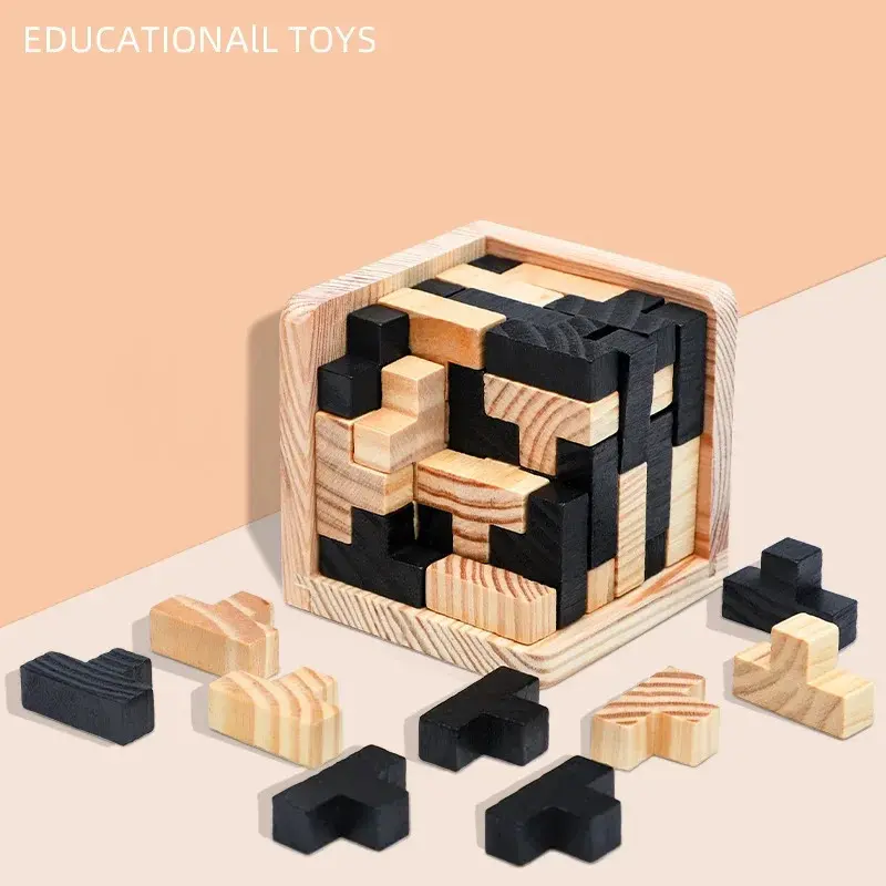 Bộ Ghép Hình Khối Lập Phương Bằng Gỗ, 3D Sáng Tạo, Ming Luban, Đồ Chơi Giáo Dục Lồng Vào Nhau, Dành Cho Trẻ Em, Đồ Chơi Rèn Luyện Trí Não, Quà Tặng Đồ Chơi Học Tập Sớm