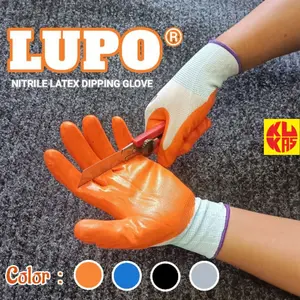 Sarung Tangan Kerja Proyek Anti Slip Tebal Kuat Safety Glove Premium Sarung Tangan Karet LATEX / PALMFIT / NYLON Polyrethane Gloves LUPO