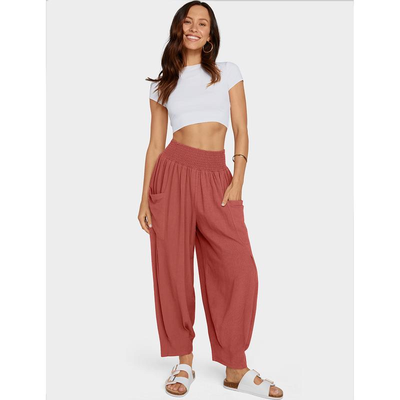 Casual Stripe Mesh Contrast Loose High Waist Type A Bottoms Casual Stripe Mesh Contrast Loose High Waist Type A Bottoms