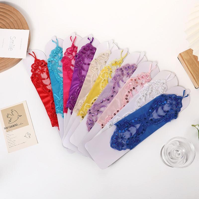 Product Introduction of Hot Sale Party Dress Lace Gloves Sexy Clothing Accessories Wedding Bridal Gloves Rhinestone Elegant Sunscreen Gloves Party 16