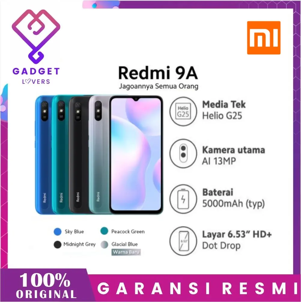 Handphone Xiaomi Redmi 9A 3GB + 32GB Garansi Resmi Xiaomi Indonesia