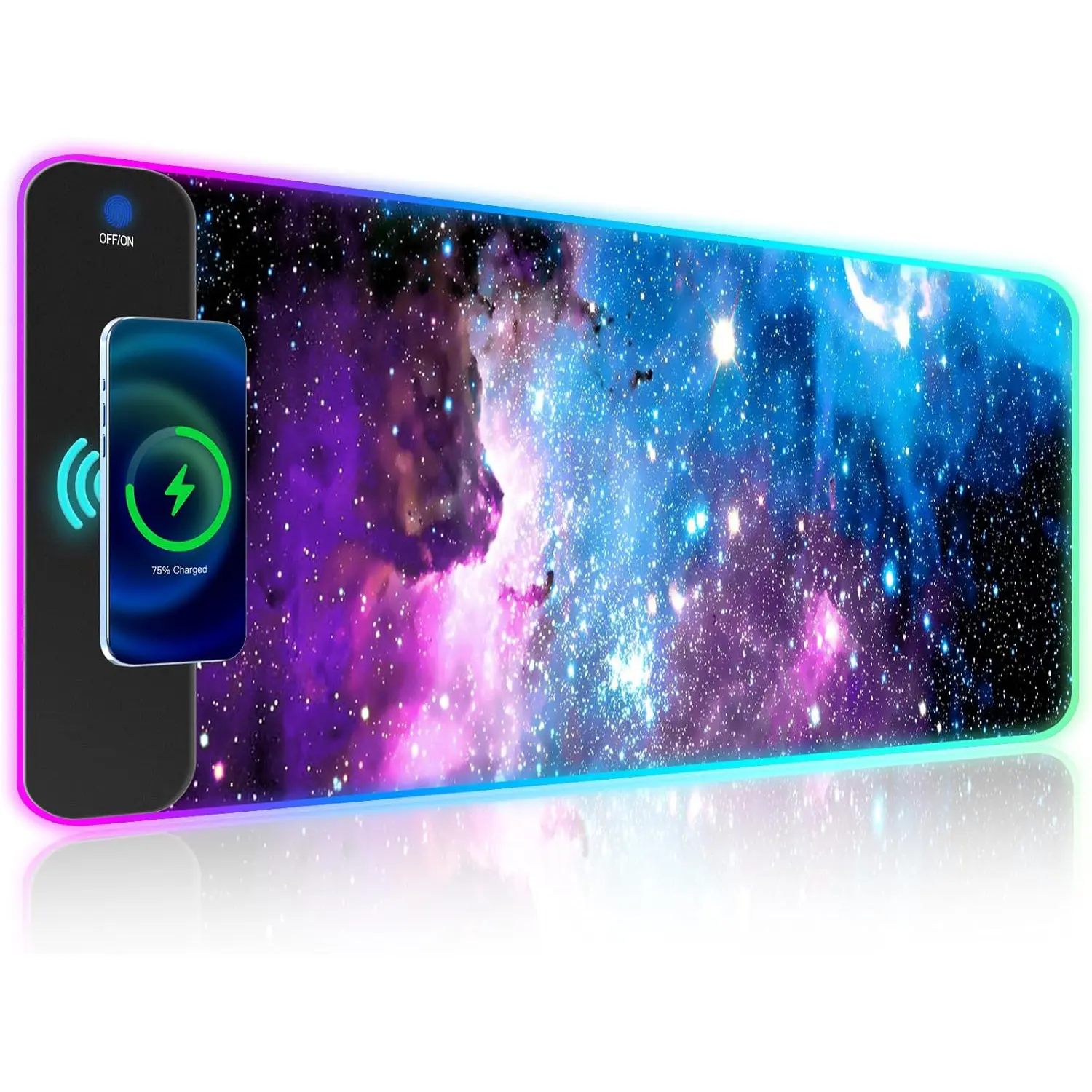 High Quality 800*300Mm Custom Print  Galaxy Gaming Mousepad Large Waterproof USB Non Slip Rubber RGB Mouse Pad Wireless Charger
